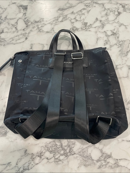 Tahari Black Logo Backpack Tote